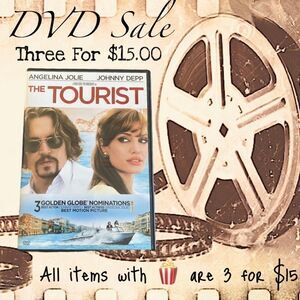 🍿3/$15 DVD The Tourist Starring Johnny Depp and Angelina Jolie Rated PG 13